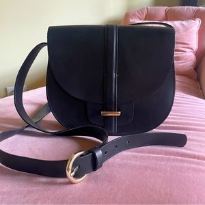 Lorena Black Leather Saddle Bag